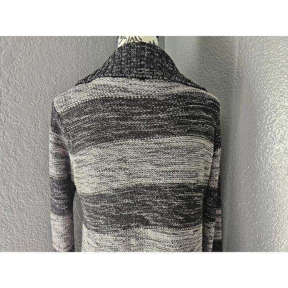 Women's Effeci Button Up Sweater Size Large Long Sleeve Black & Gray Pockets - Picture 10 of 10